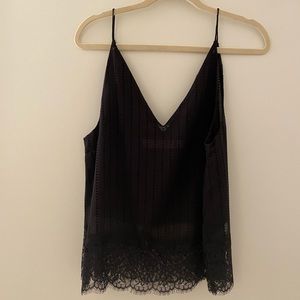 Black tank, chiffon fabric